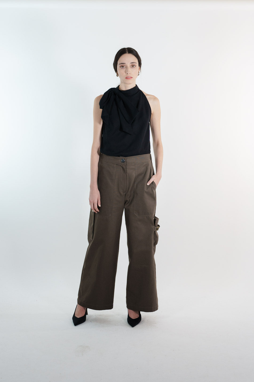 PANTALON CARGO VERDE OLIVO MUJER