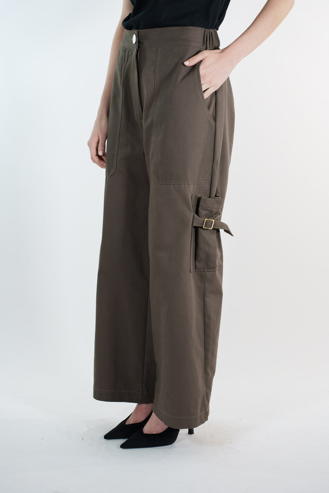 PANTALON CARGO VERDE OLIVO MUJER