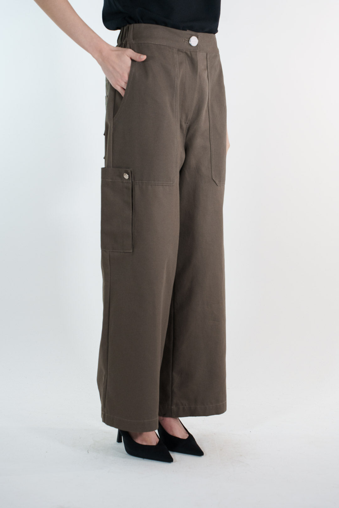 PANTALON CARGO VERDE OLIVO MUJER