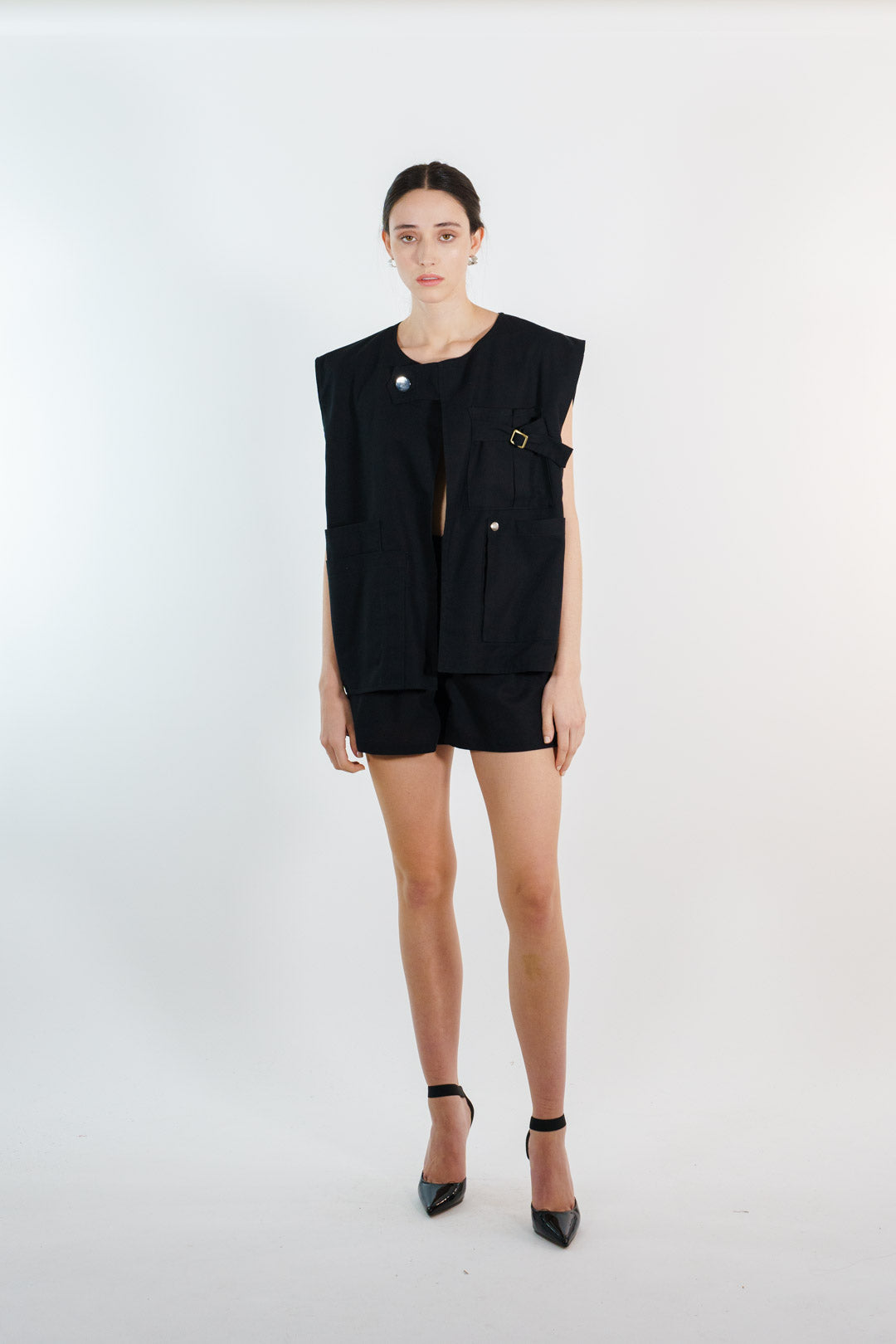 CHALECO LINO | NEGRO MUJER