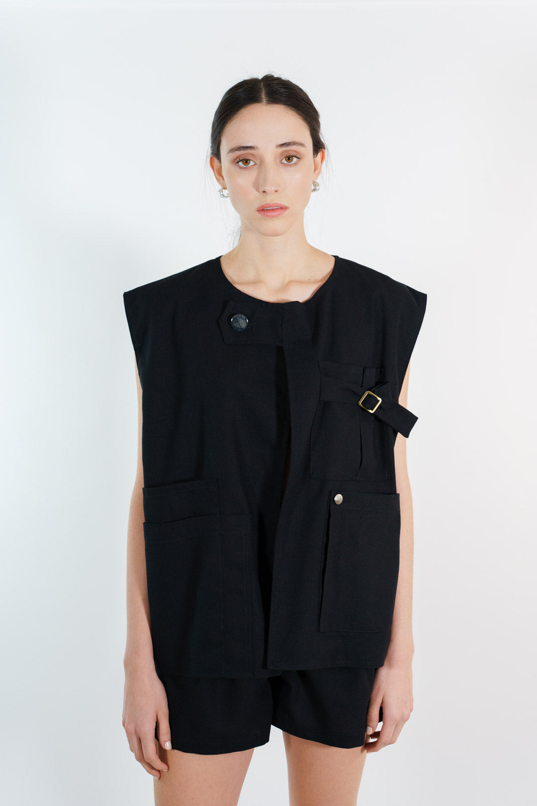 CHALECO LINO | NEGRO MUJER