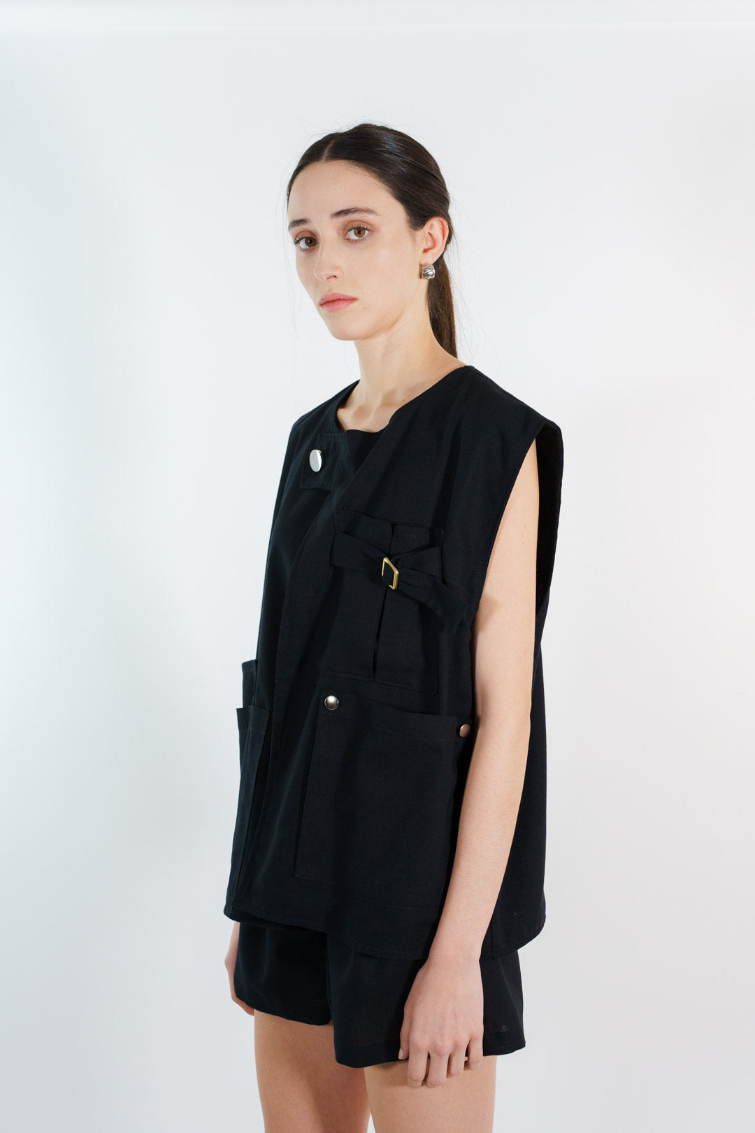 CHALECO LINO | NEGRO MUJER
