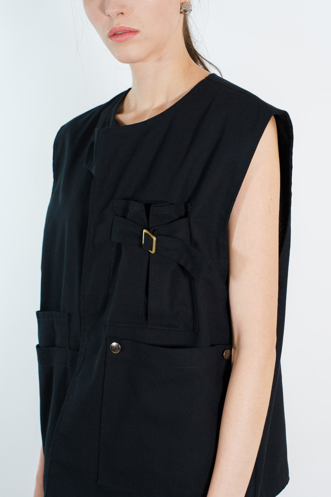 CHALECO LINO | NEGRO MUJER