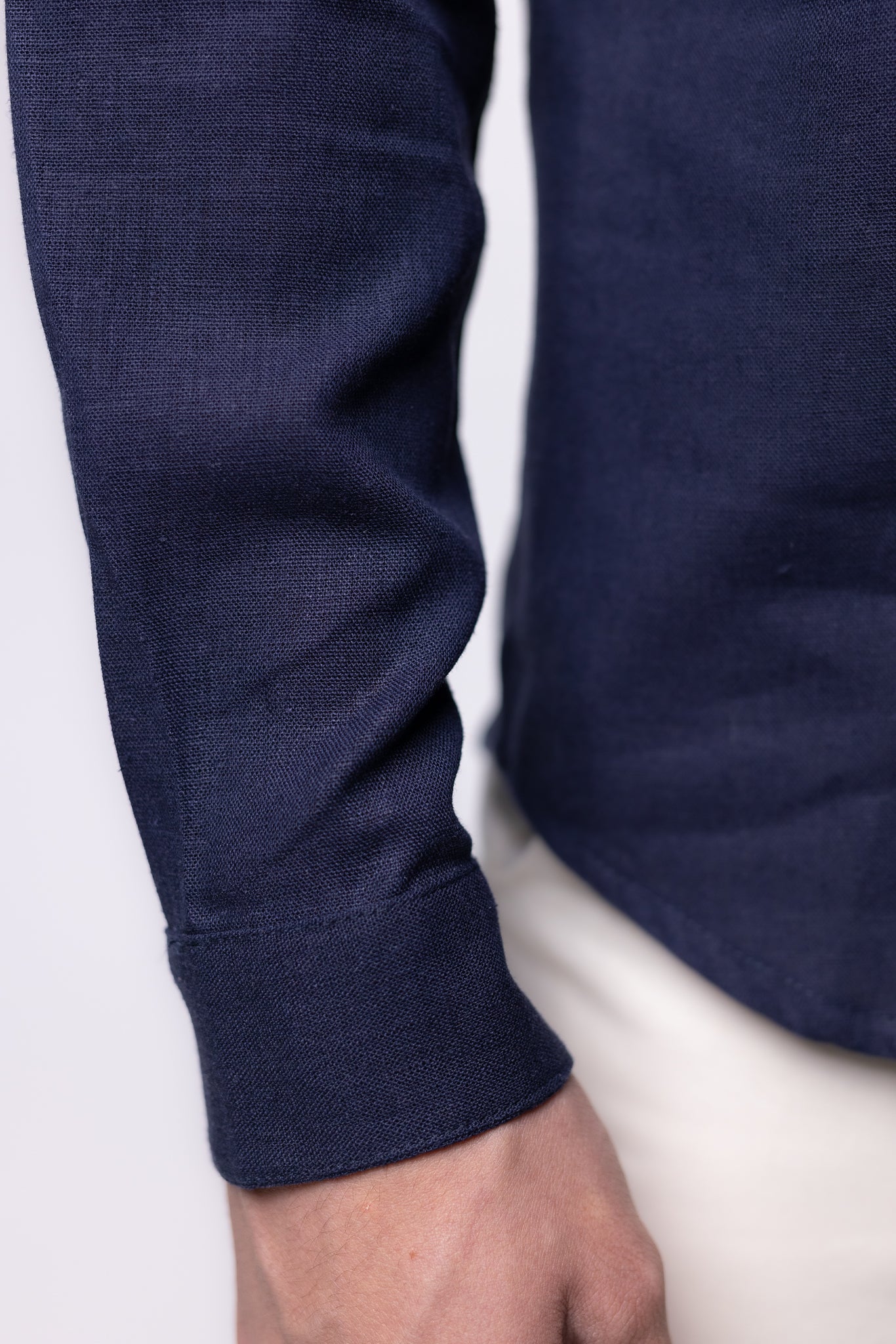 CAMISA LINO CUELLO MAO | AZUL MARINO