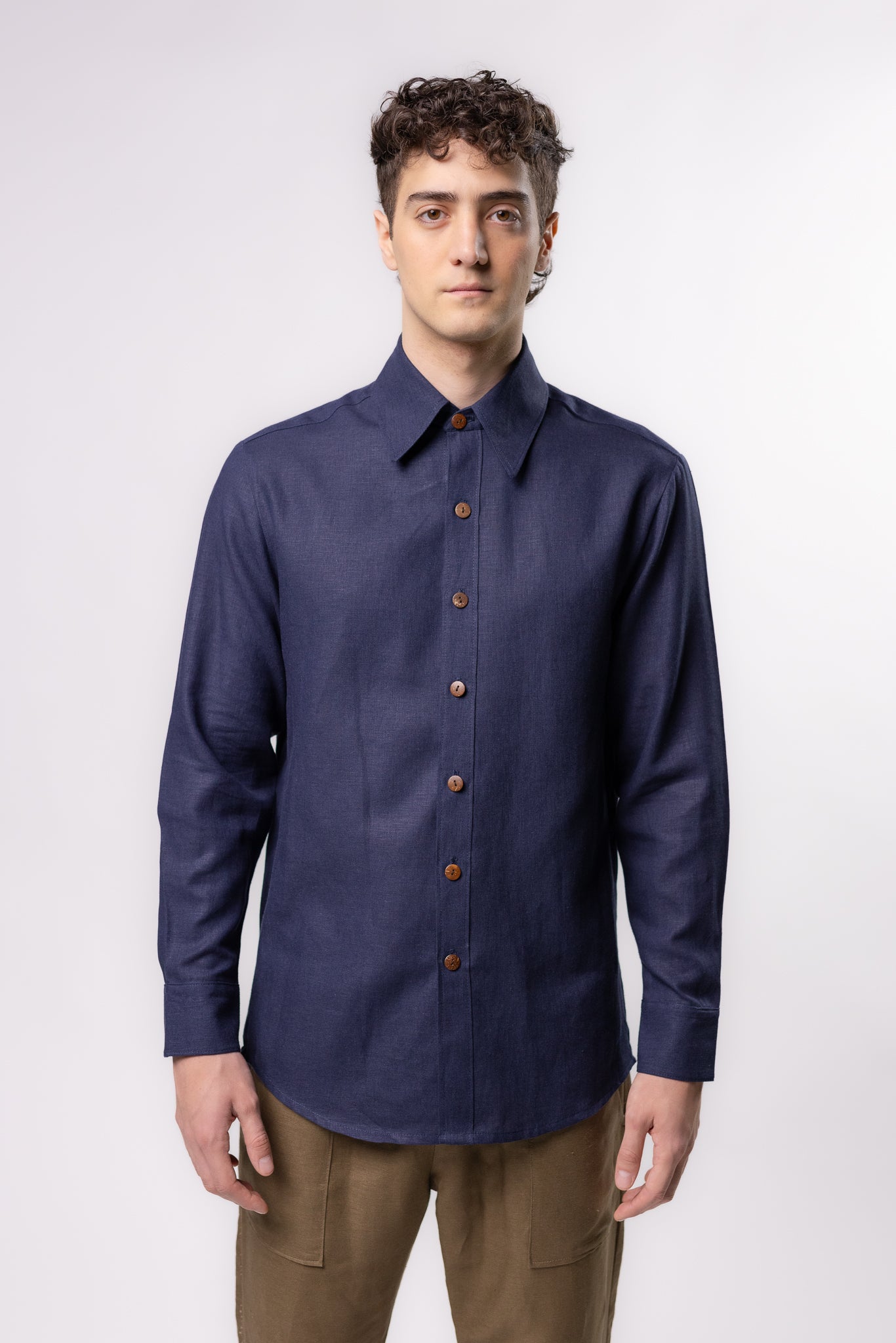 CAMISA LINO DE VESTIR | AZUL MARINO
