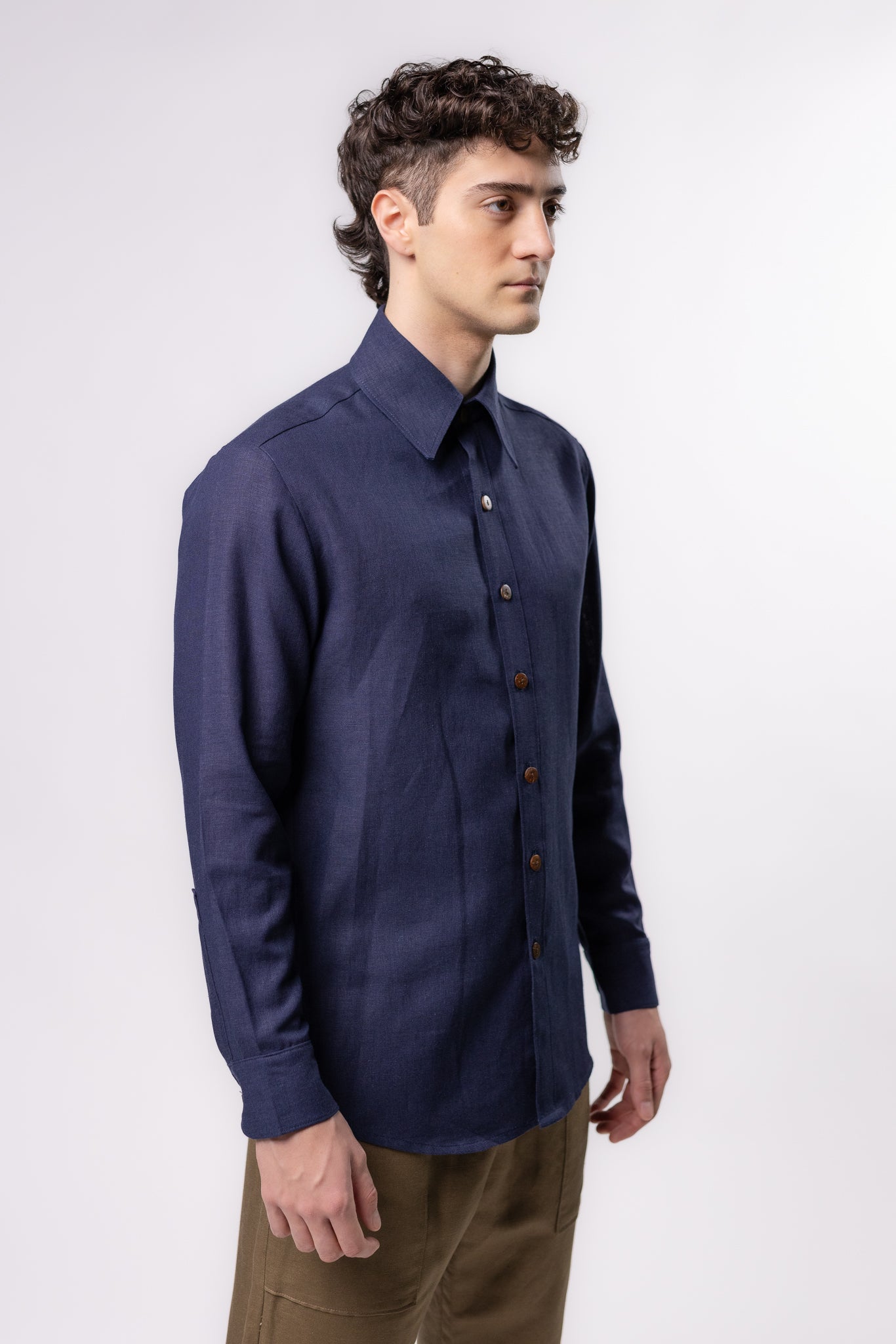 CAMISA LINO DE VESTIR | AZUL MARINO