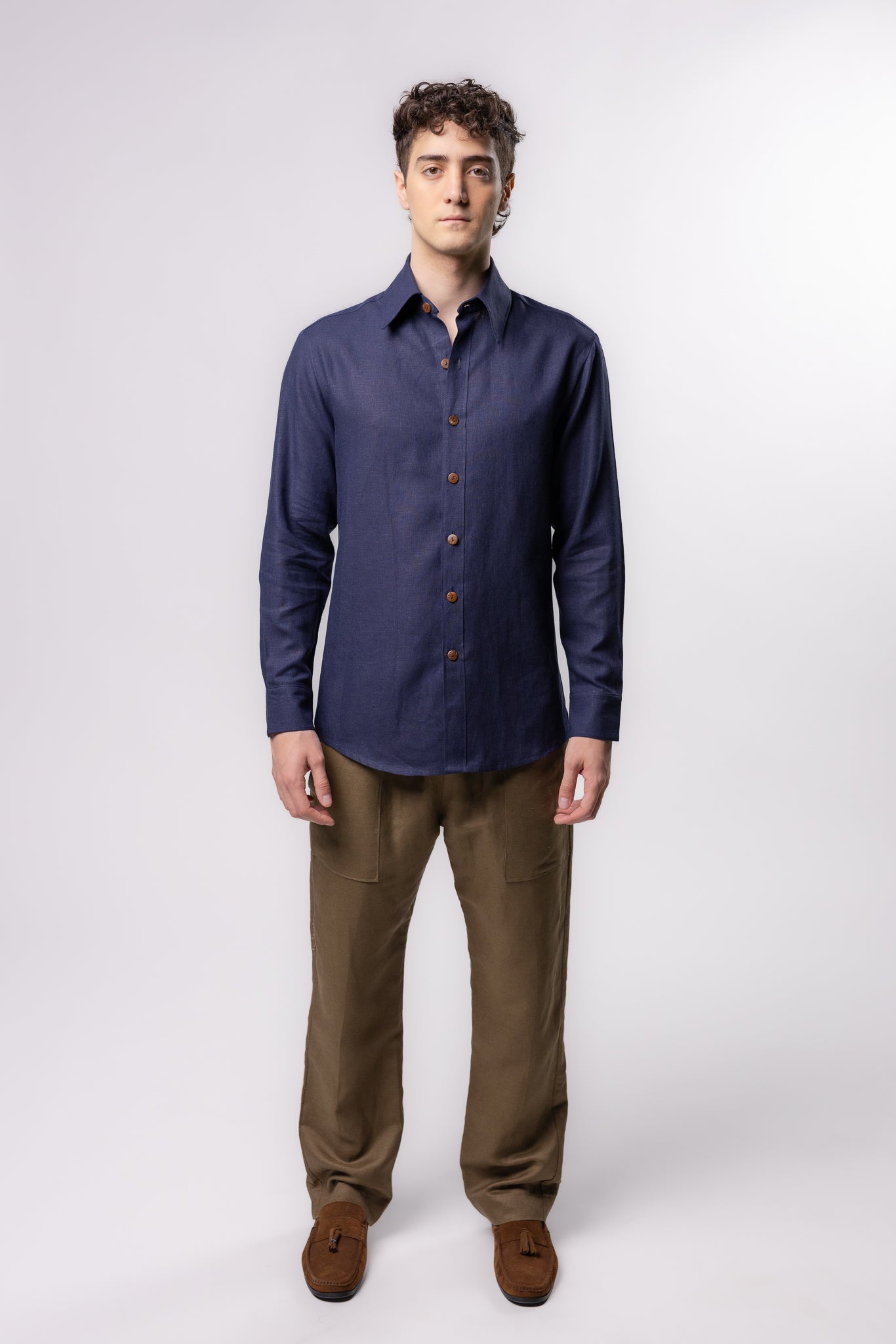 CAMISA LINO DE VESTIR | AZUL MARINO