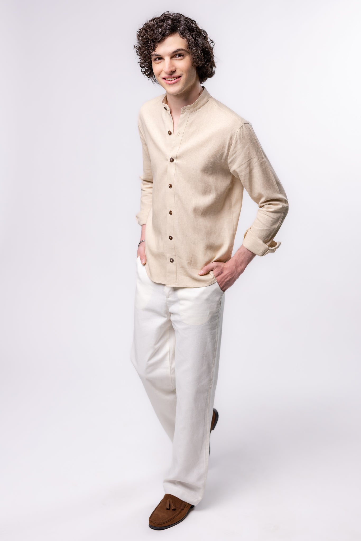 CAMISA LINO CUELLO MAO | ARENA