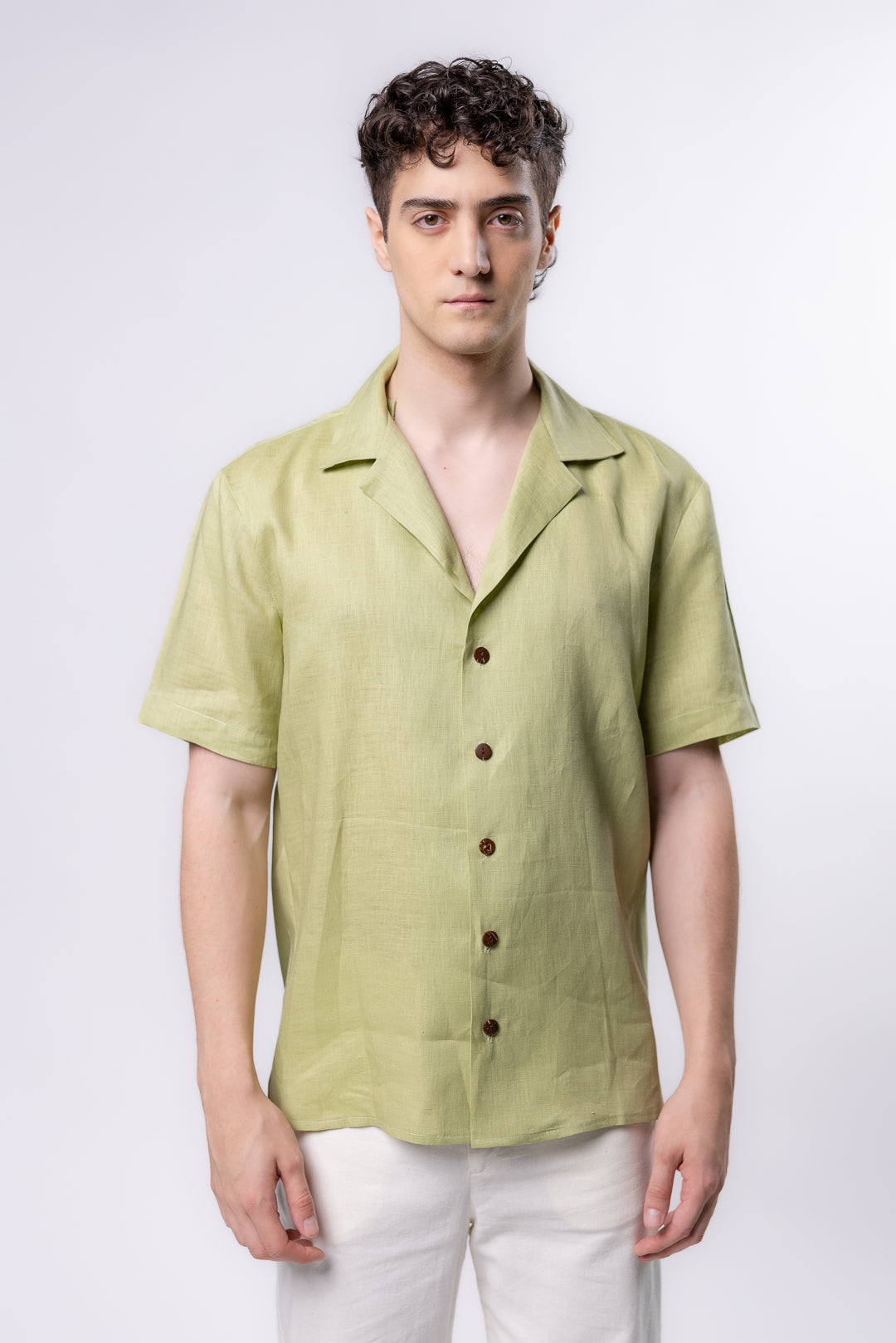 CAMISA LINO TIPO BOLOS | VERDE PISTACHE