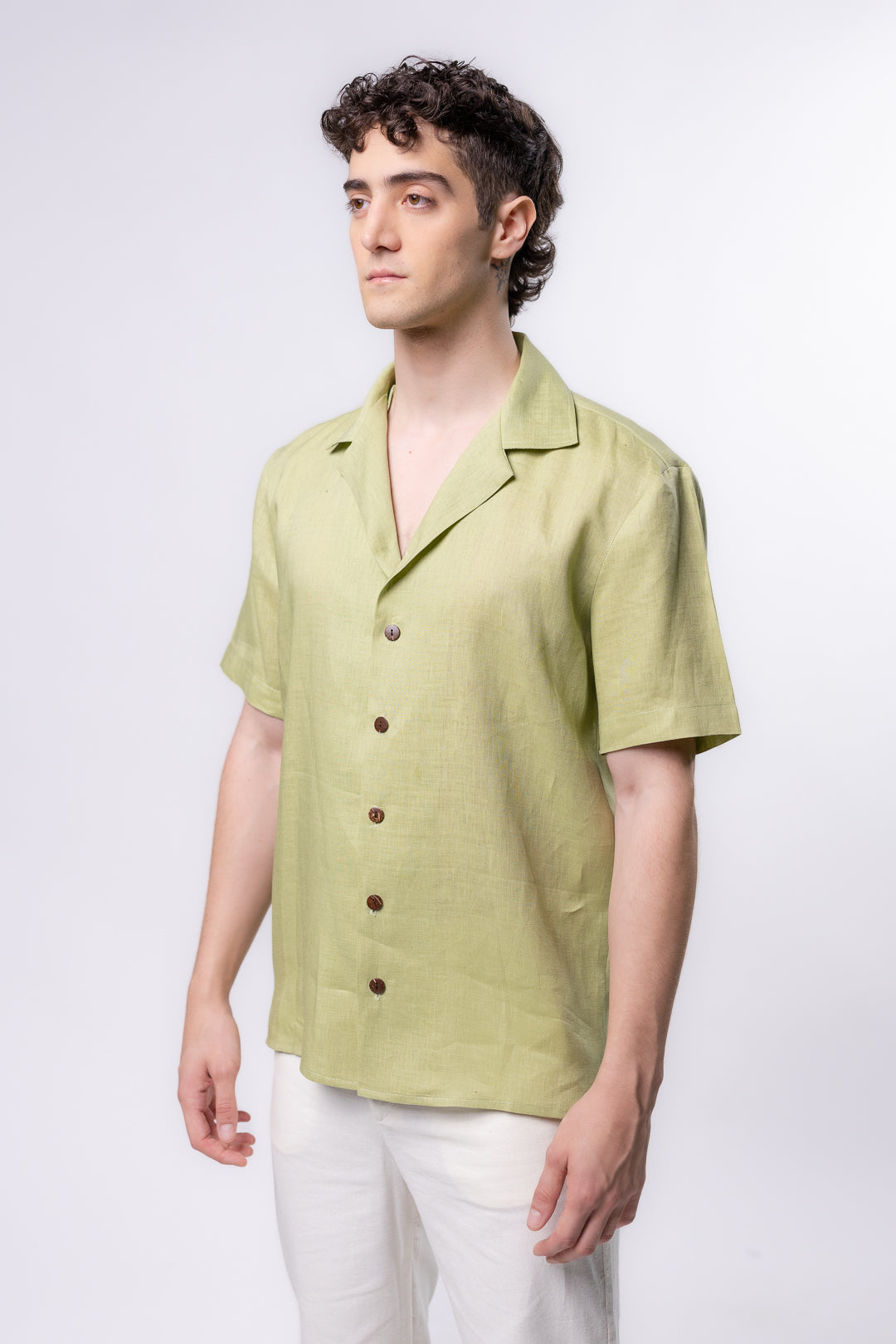 CAMISA LINO TIPO BOLOS | VERDE PISTACHE