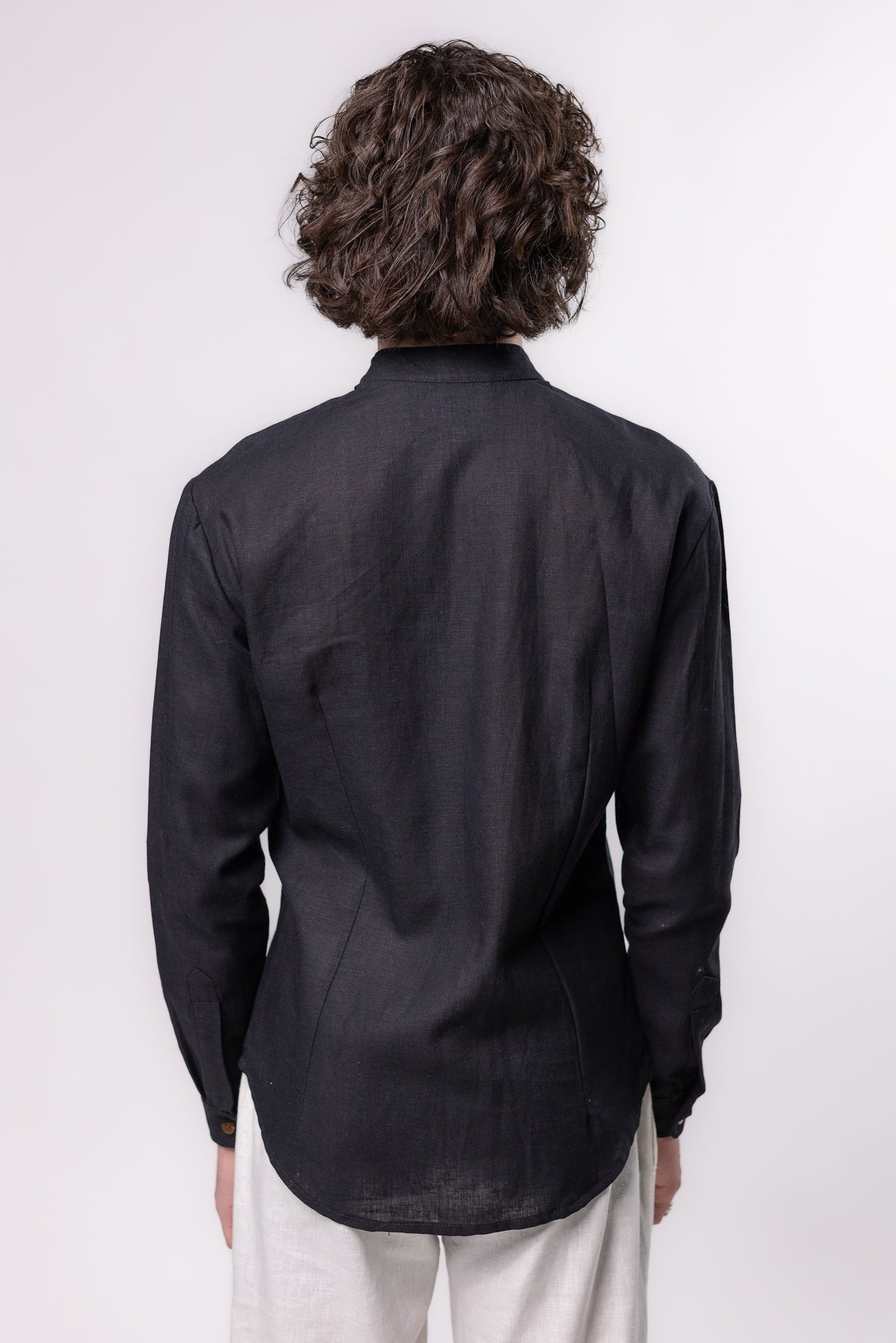 CAMISA LINO CUELLO MAO | NEGRO
