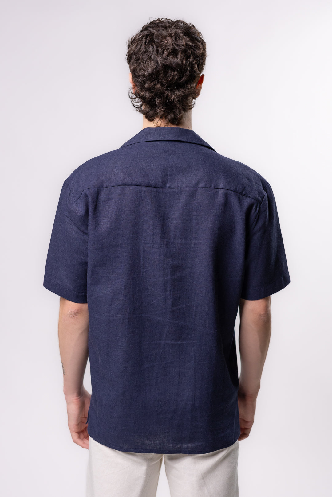 CAMISA LINO TIPO BOLOS | AZUL MARINO