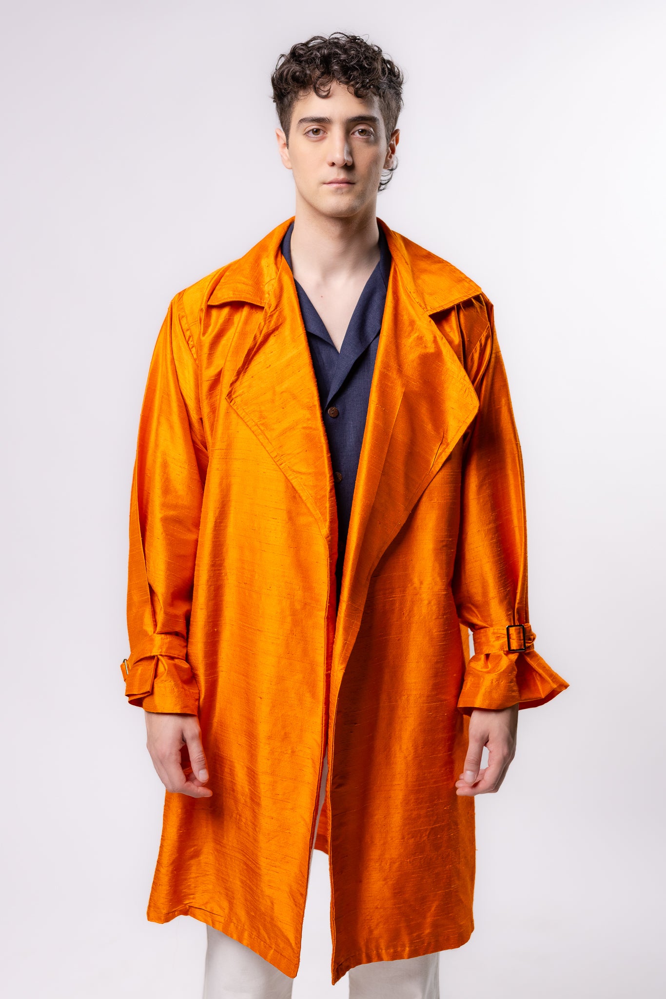 GABARDINA SHANTUNG | NARANJA METALICO HOMBRE