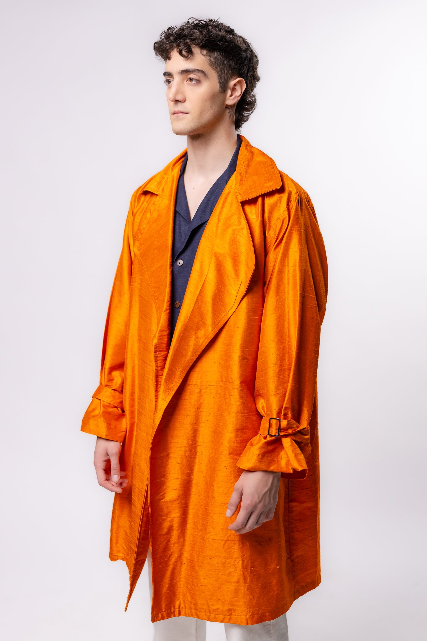 GABARDINA SHANTUNG | NARANJA METALICO HOMBRE