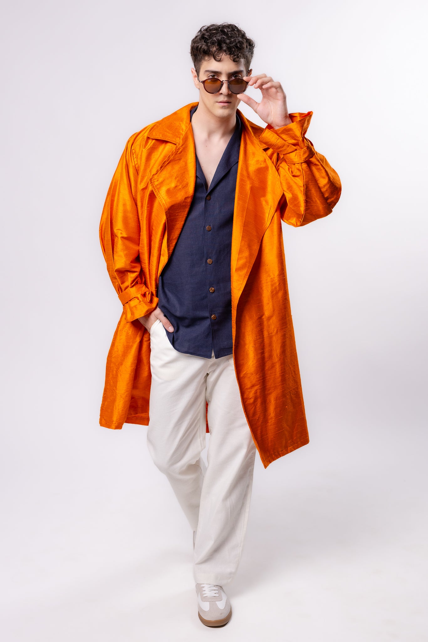 GABARDINA SHANTUNG | NARANJA METALICO HOMBRE