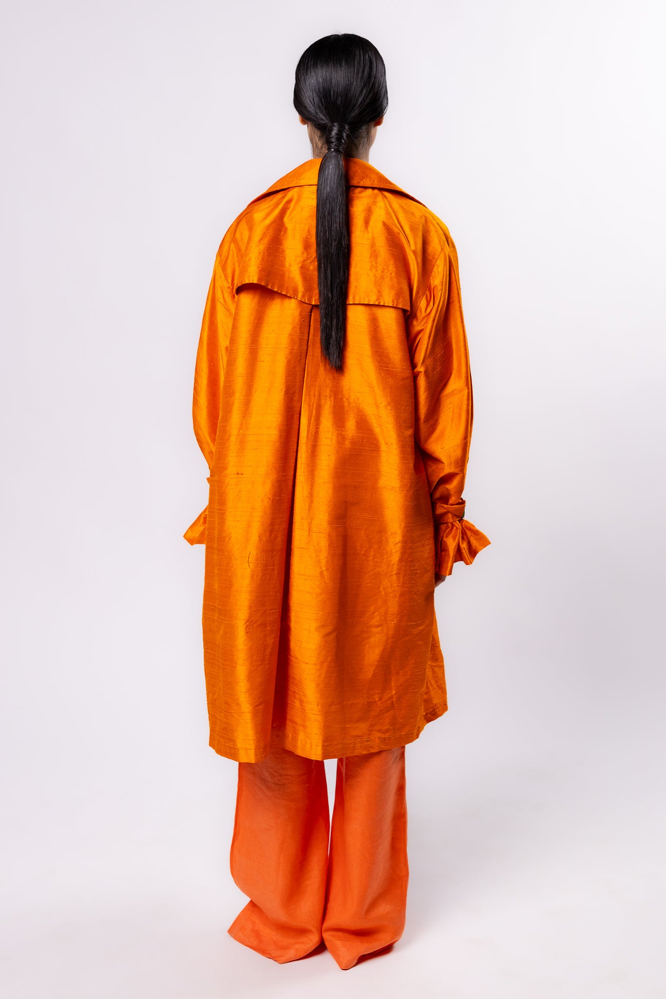 GABARDINA SHANTUNG | NARANJA METALICO MUJER