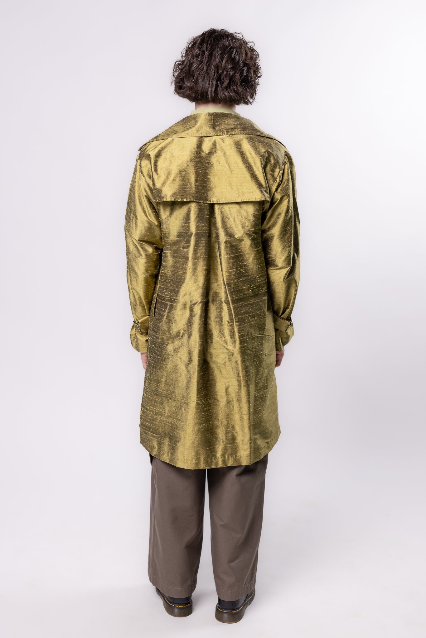 GABARDINA SHANTUNG | VERDE OLIVO METALICO HOMBRE