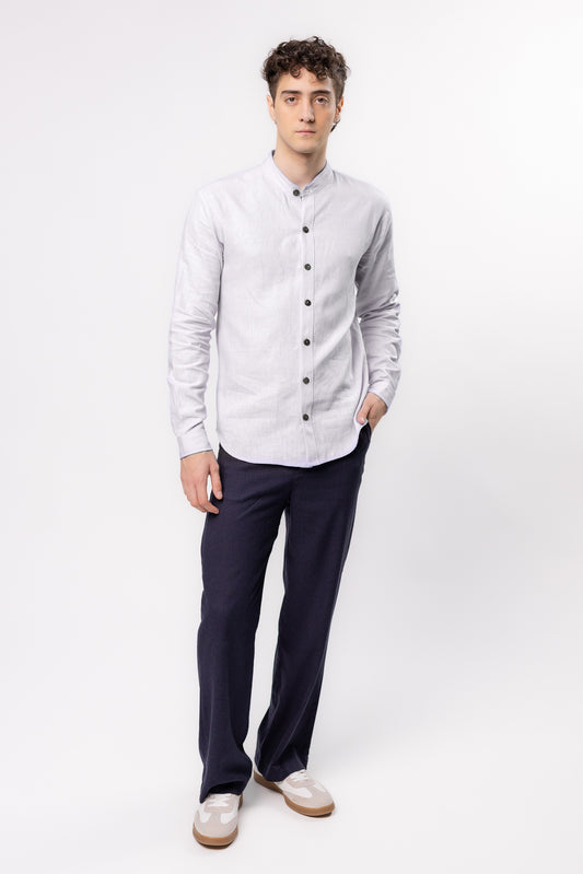CAMISA LINO CUELLO MAO | BLANCO