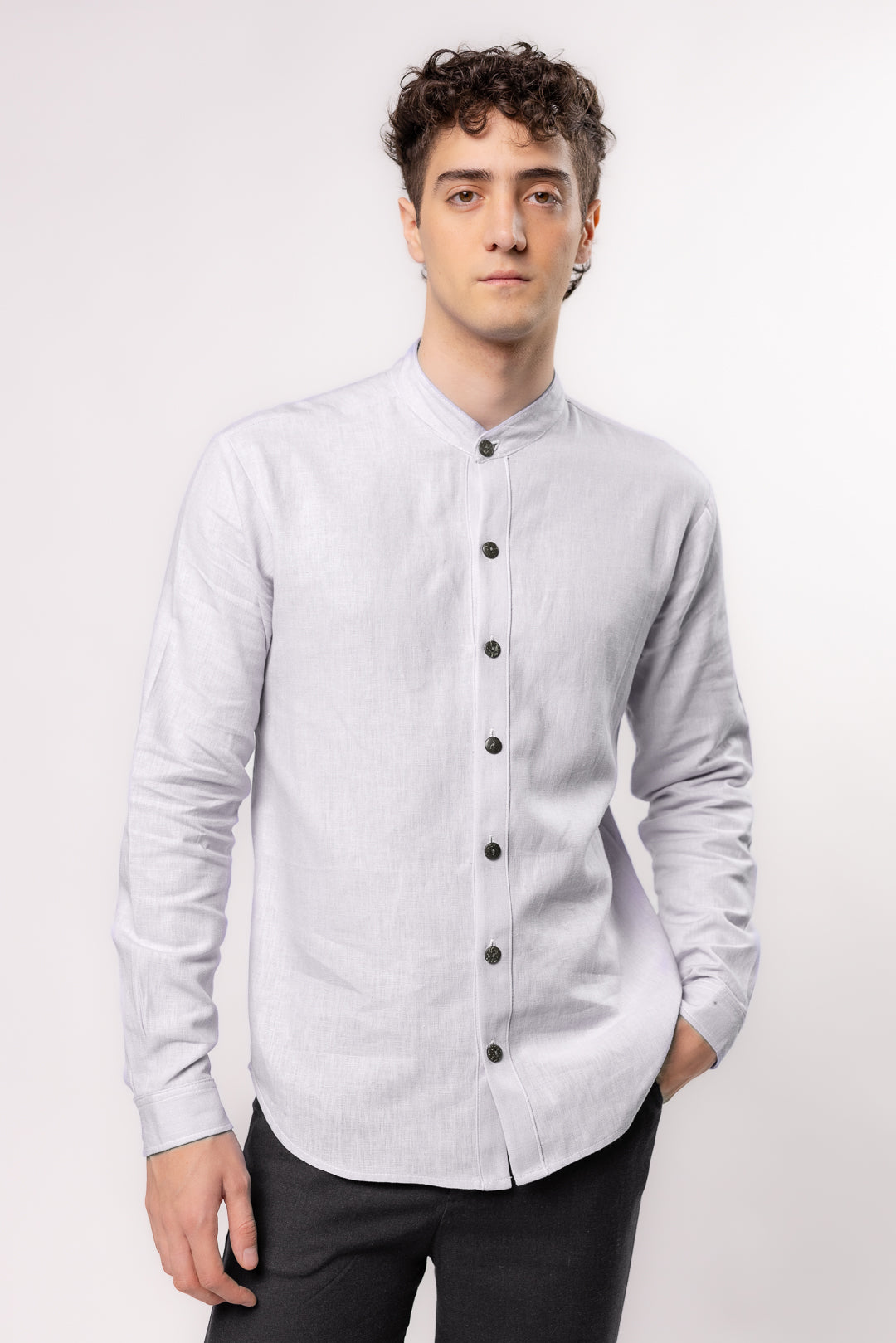 CAMISA LINO CUELLO MAO | BLANCO