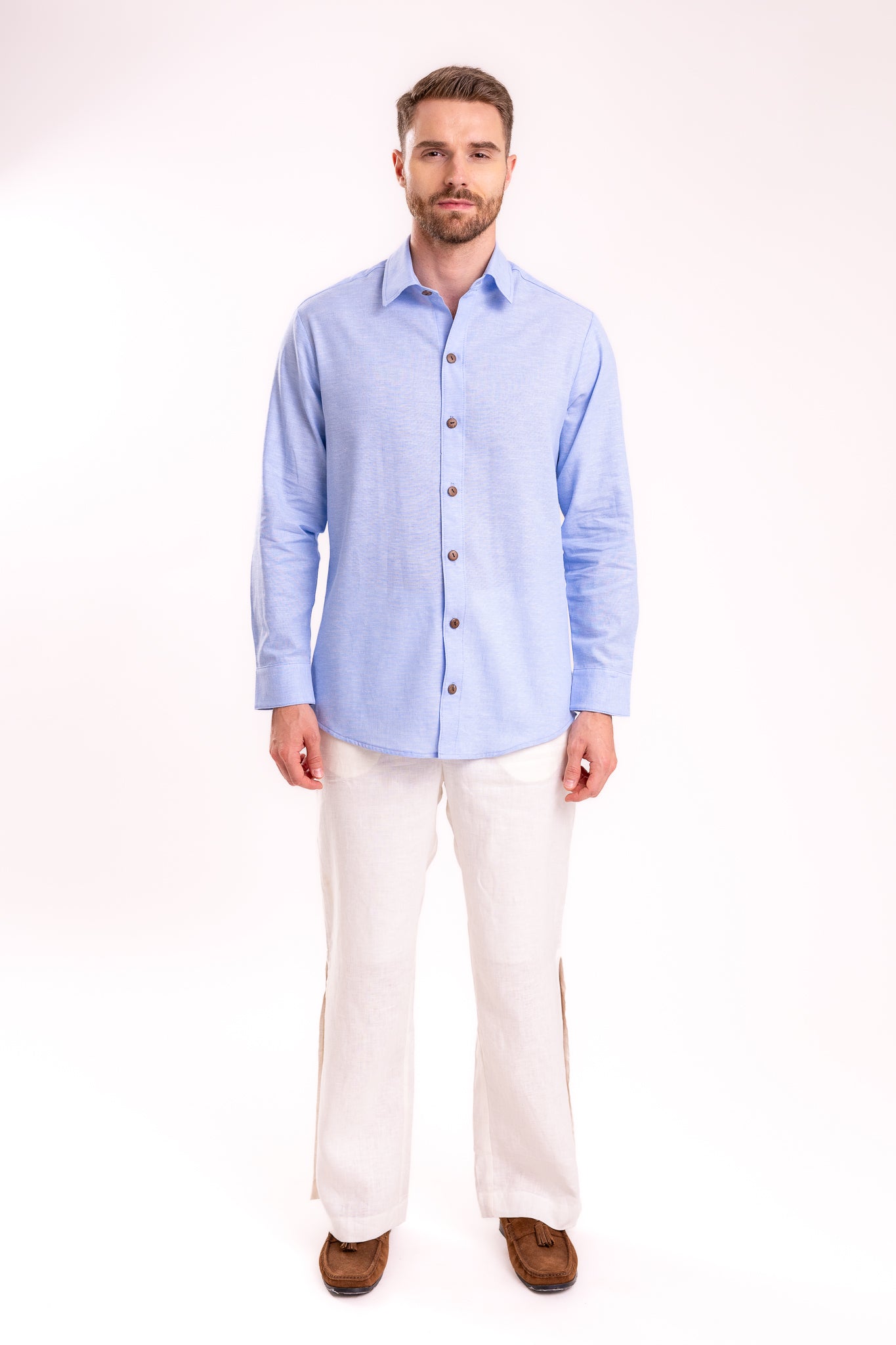 CAMISA LINO DE VESTIR | AZUL CIELO