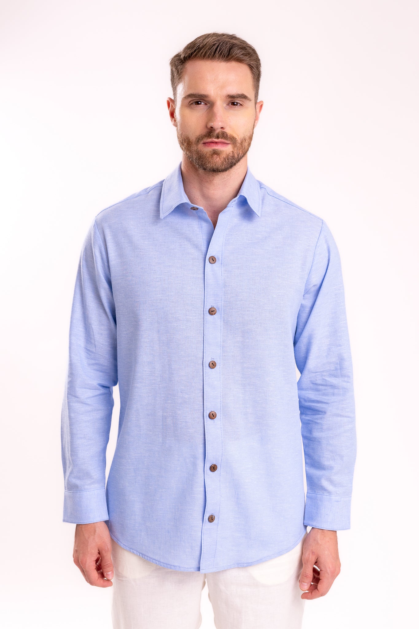 CAMISA LINO DE VESTIR | AZUL CIELO