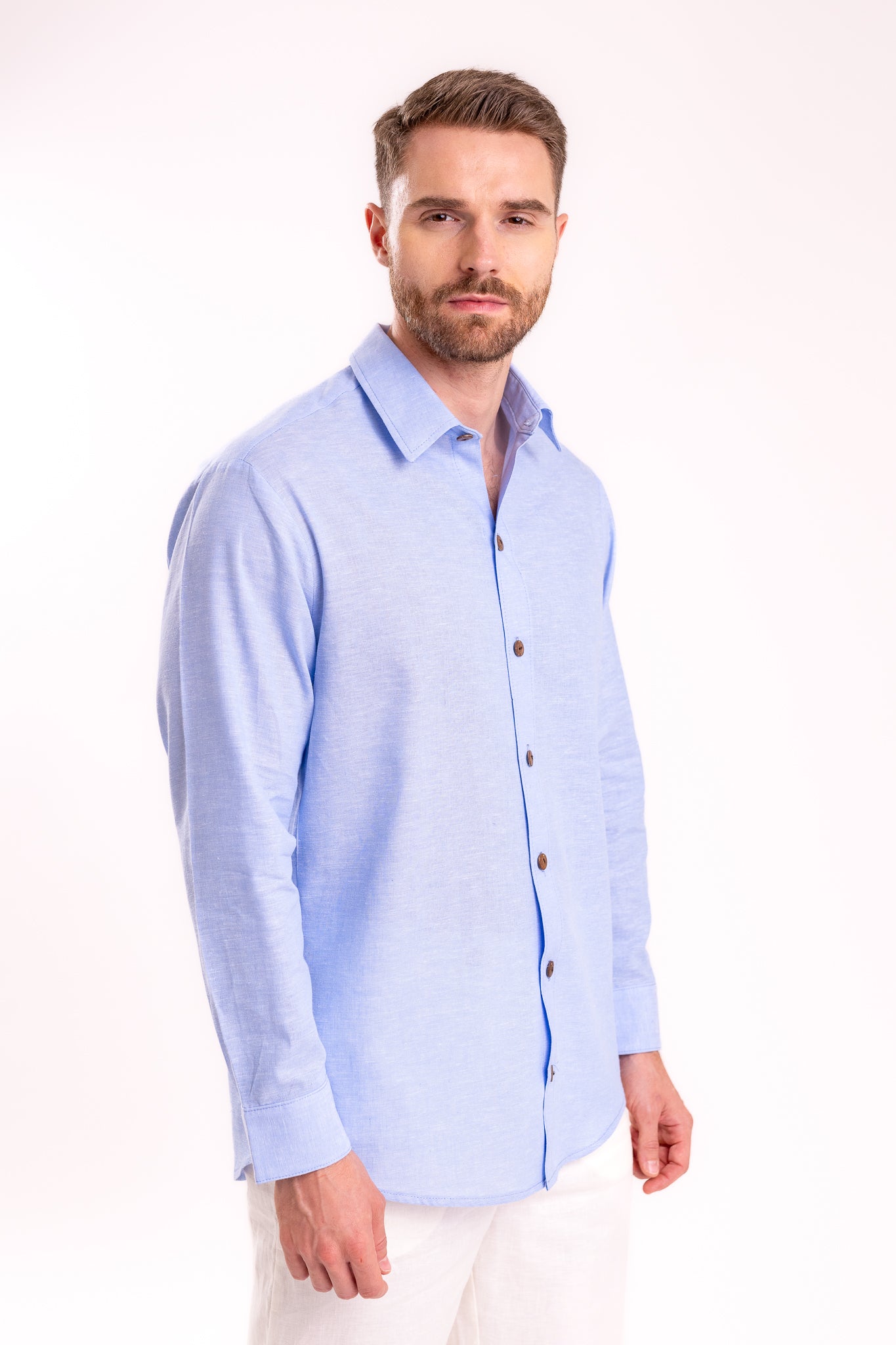 CAMISA LINO DE VESTIR | AZUL CIELO
