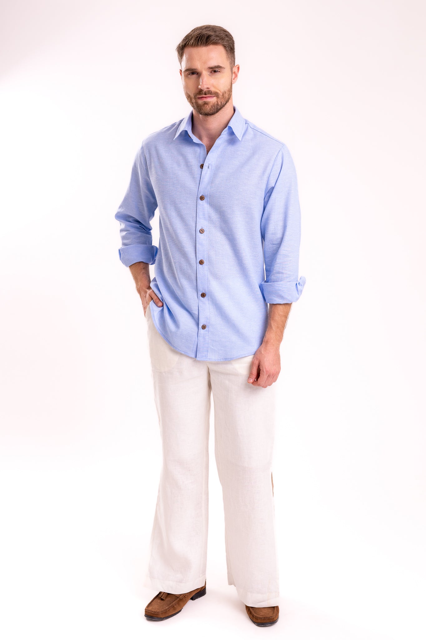 CAMISA LINO DE VESTIR | AZUL CIELO