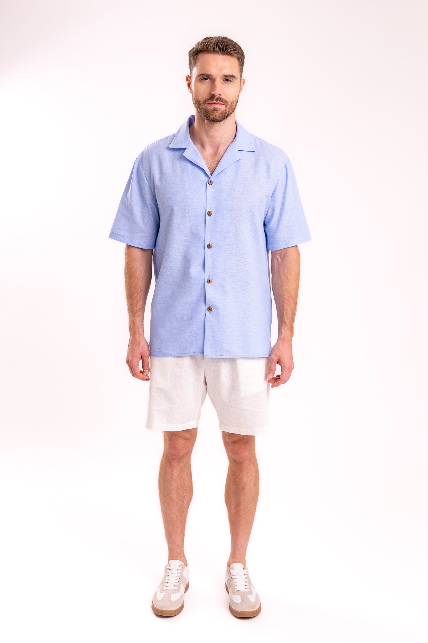 CAMISA LINO TIPO BOLOS | AZUL CIELO