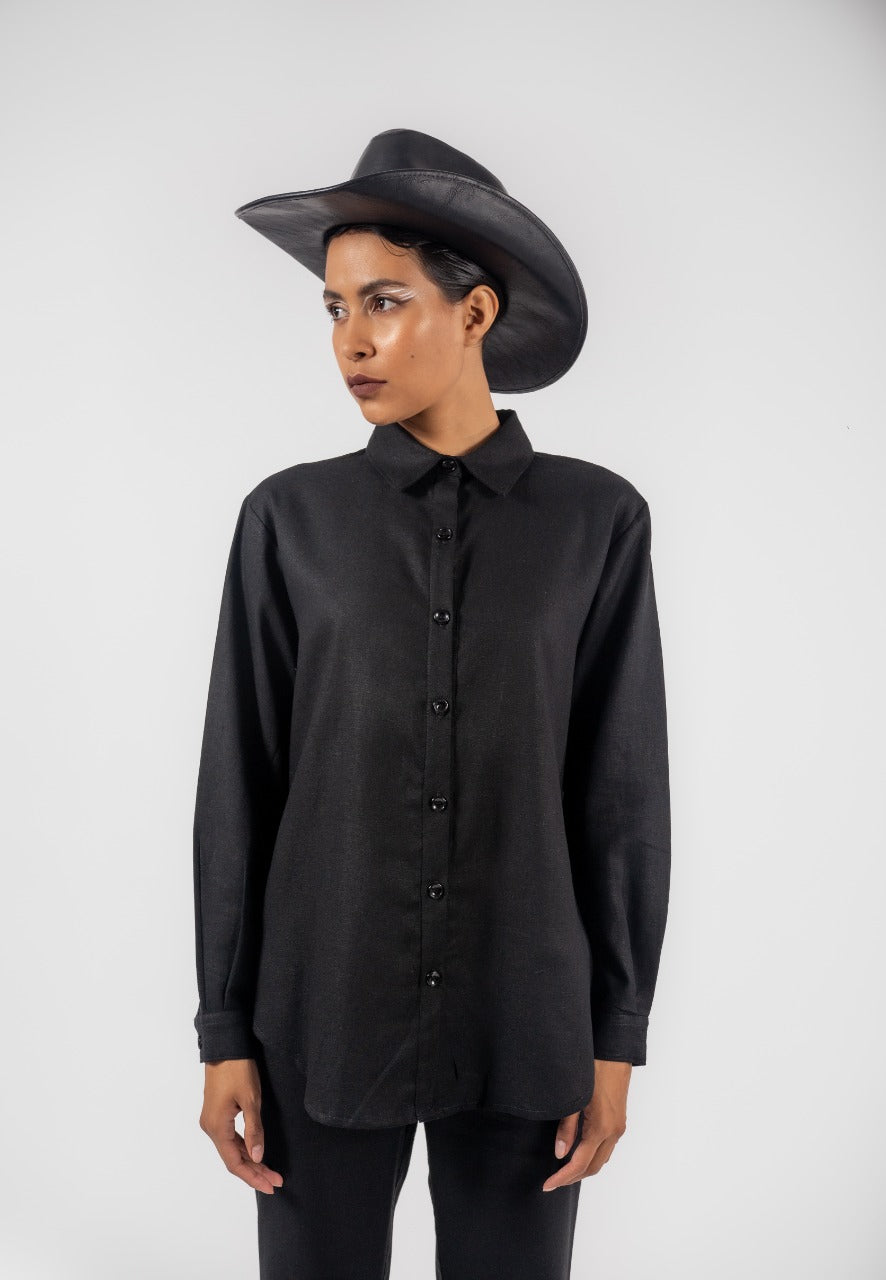 BLUSA LINO RAYÓN | NEGRO