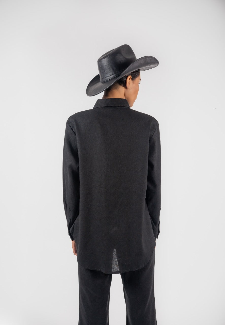 BLUSA LINO RAYÓN | NEGRO
