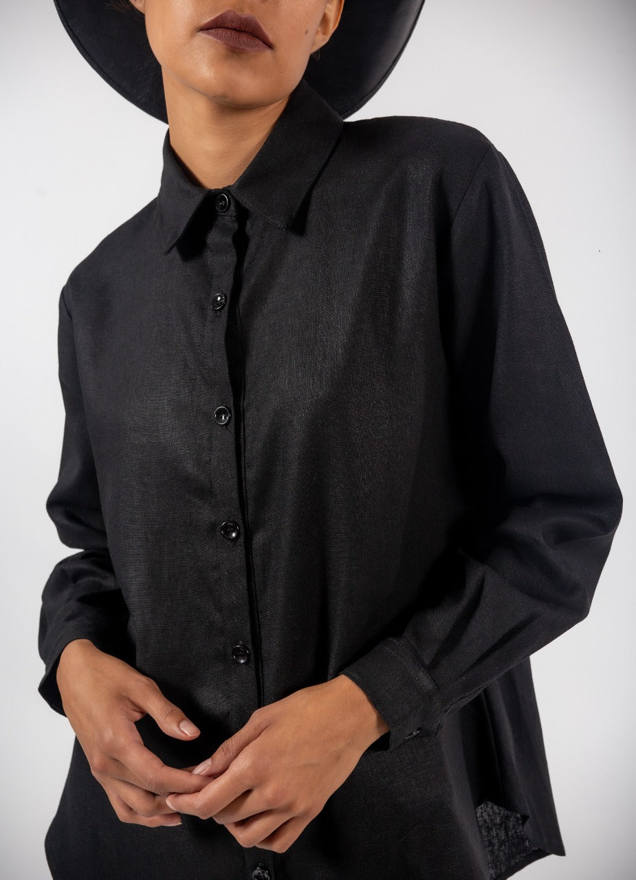 BLUSA LINO RAYÓN | NEGRO