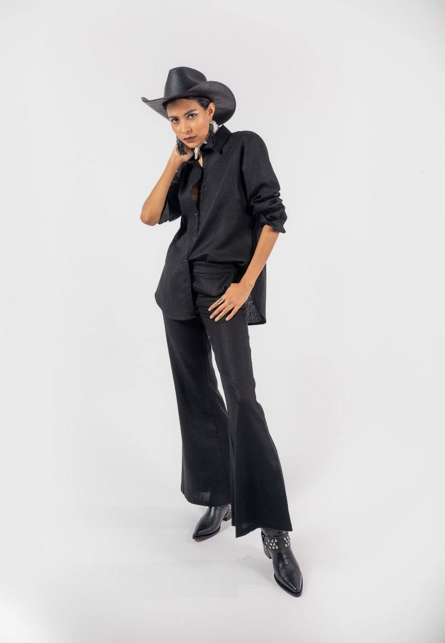 BLUSA LINO RAYÓN | NEGRO