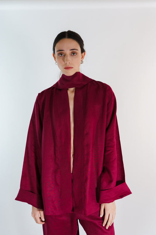 KIMONO GANTE LINO TINTO MUJER con cinturon