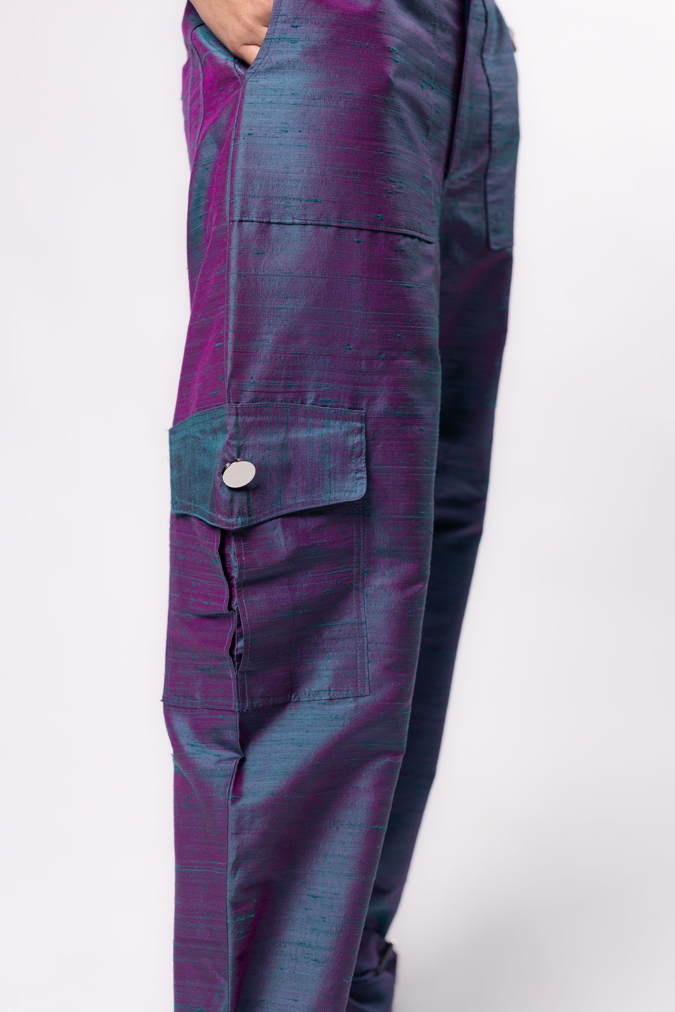 PANTALÓN SHANTUNG CARGO | AZUL TORNASOL