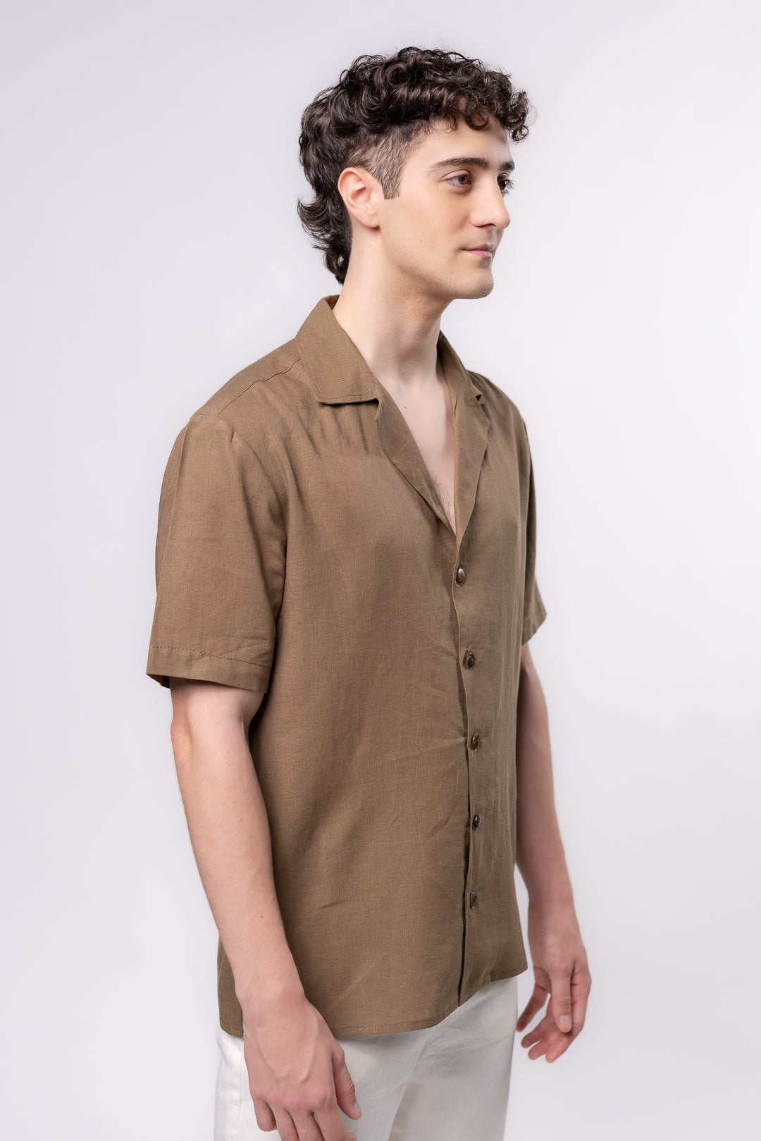 CAMISA LINO TIPO BOLOS | VERDE MILITAR