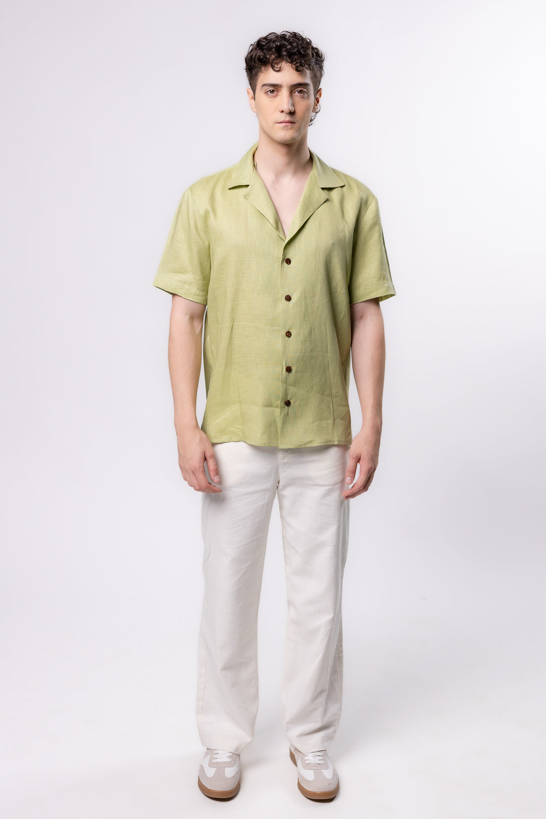 CAMISA LINO TIPO BOLOS | VERDE PISTACHE