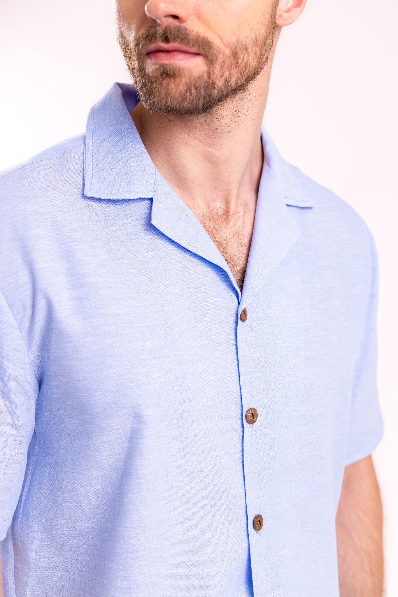 CAMISA LINO TIPO BOLOS  | AZUL CIELO