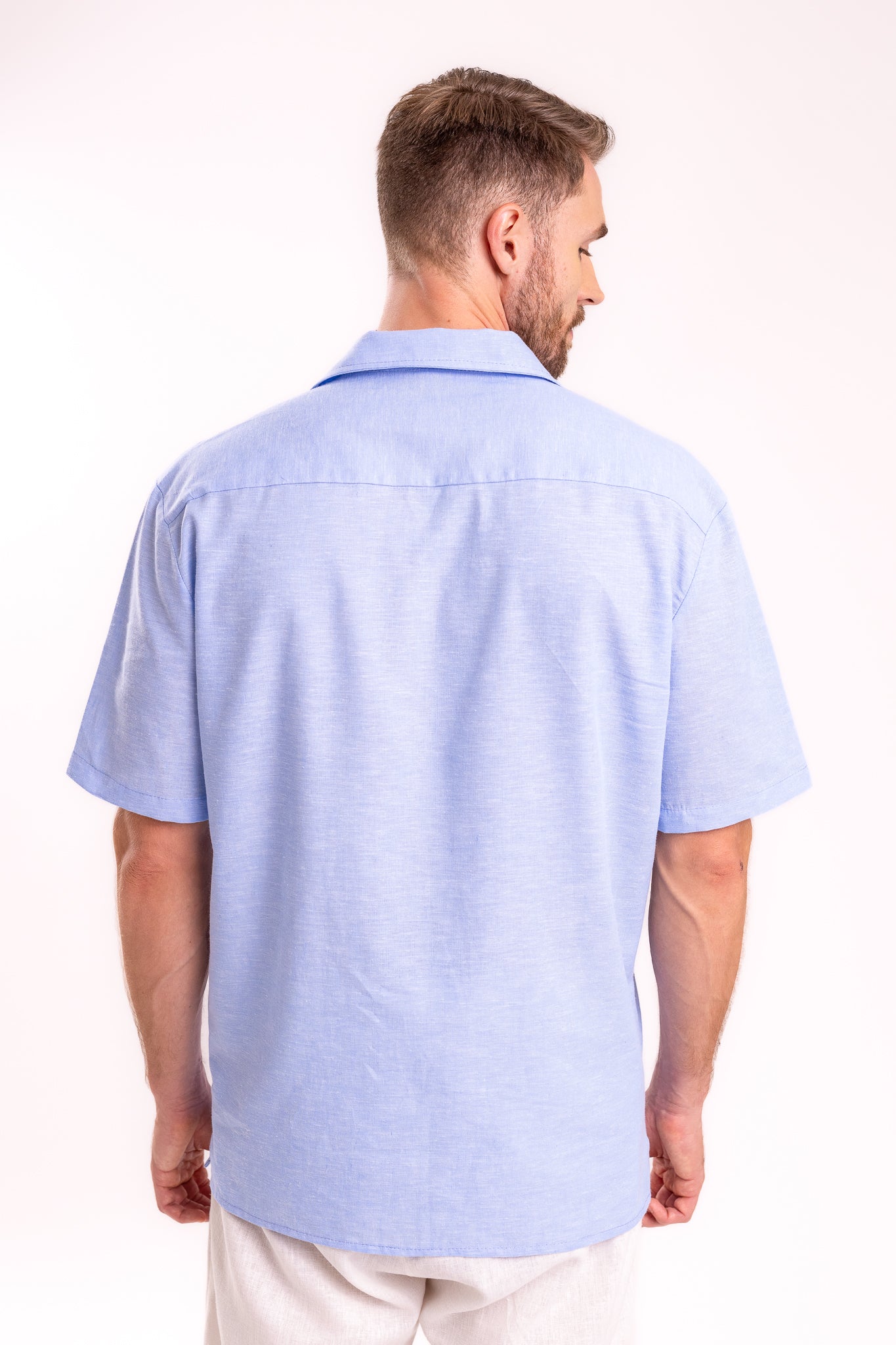 CAMISA LINO TIPO BOLOS  | AZUL CIELO