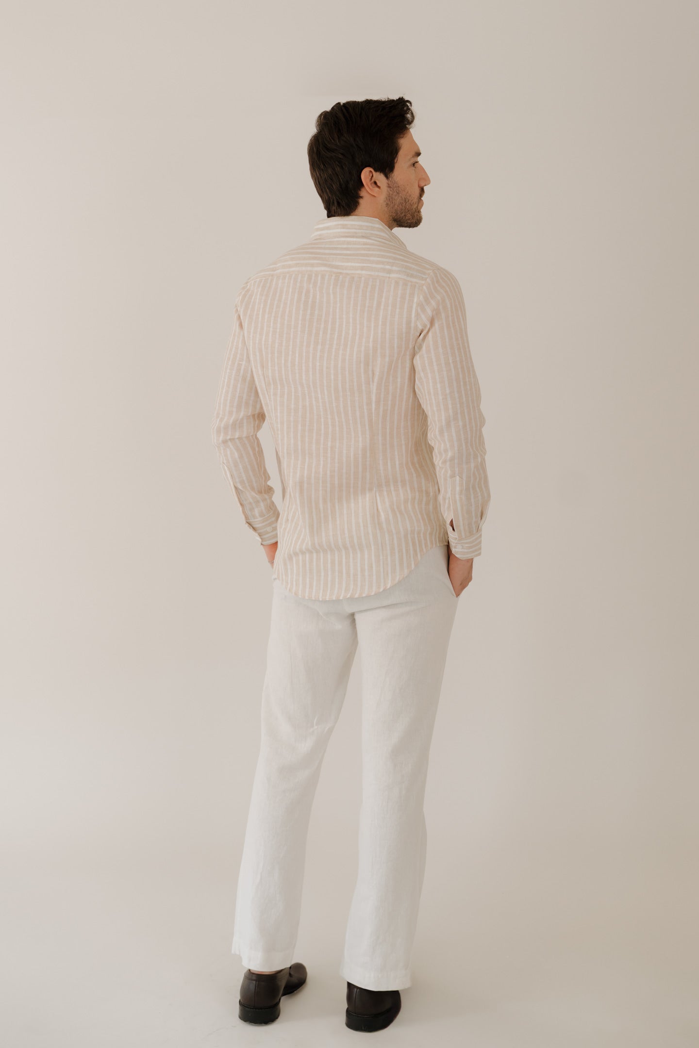 CAMISA DE RAYAS GRUESAS BEIGE