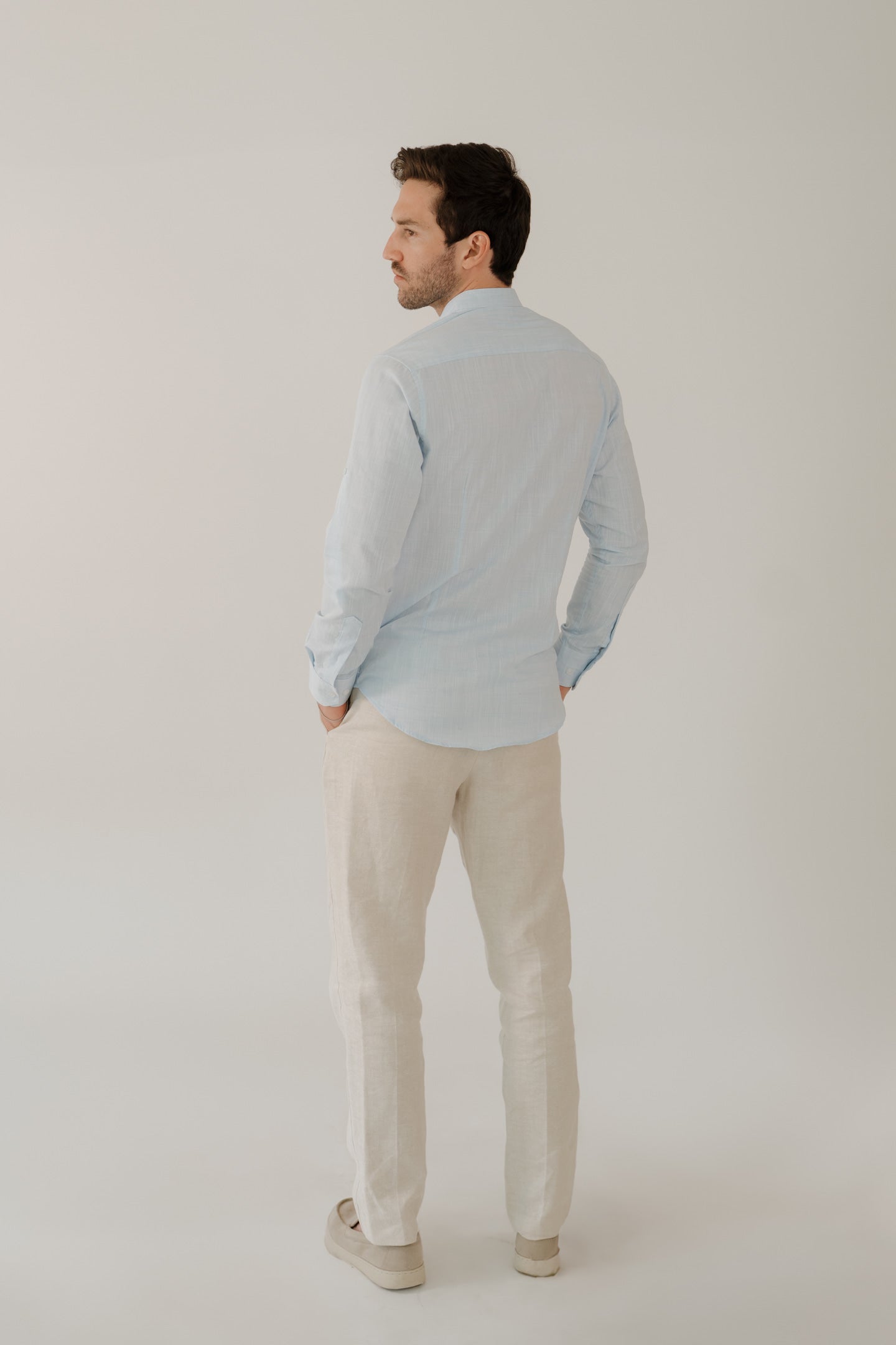 CAMISA CUELLO MAO AZUL PASTEL