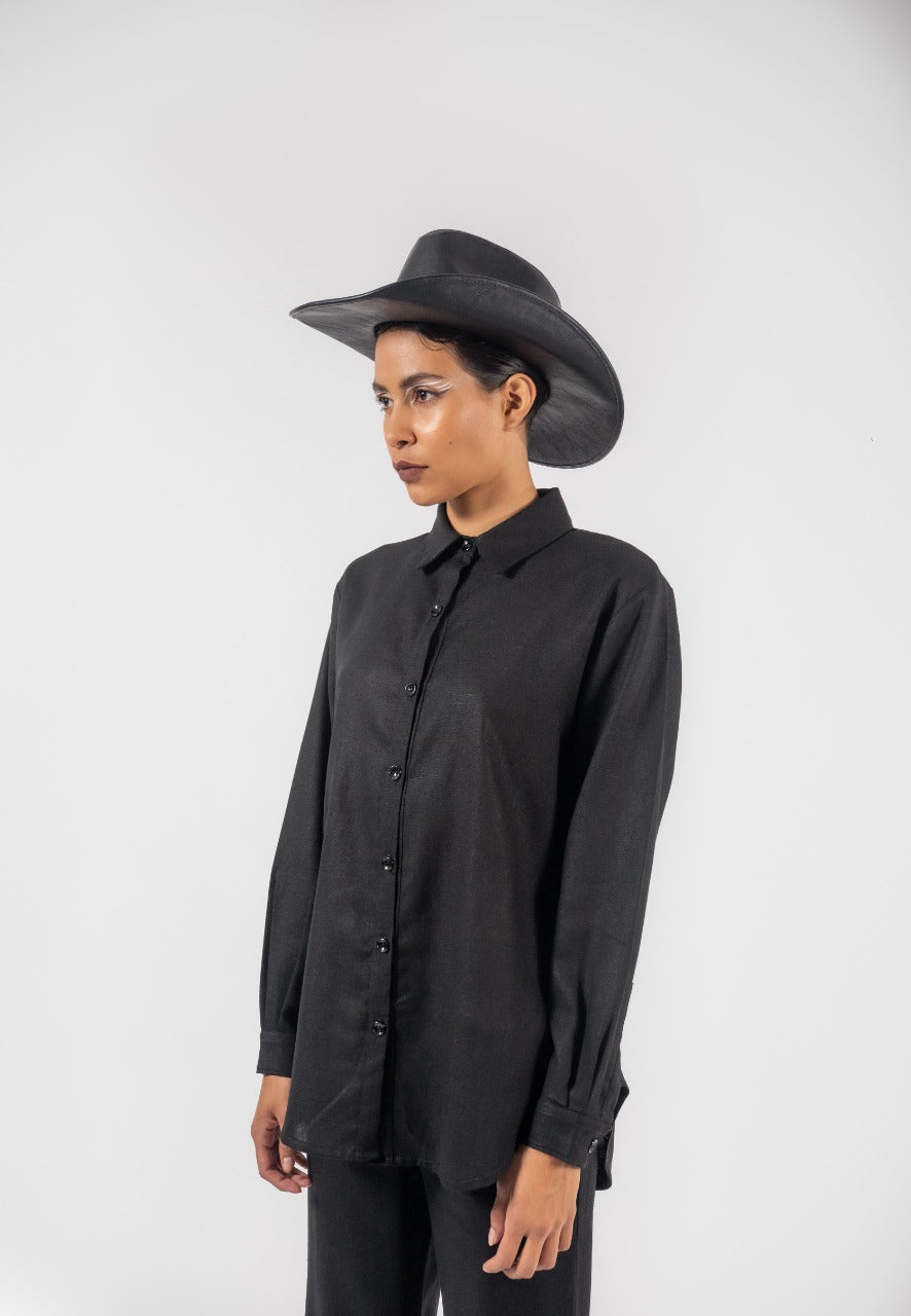 BLUSA LINO RAYÓN | NEGRO – mayorcamx